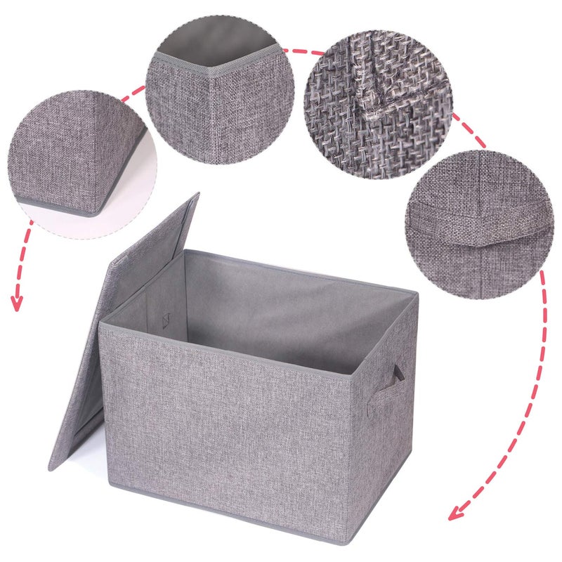 TENABORT 3 Pack Large Foldable Storage Box with Lids Fabric Storage Cube Organizer Cloth Containers Bins Baskets for Closet Clothes Clothing Bed Room - Image 5